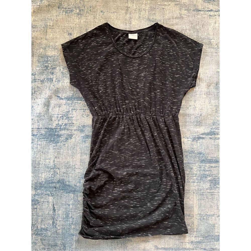 Junarose Heathered Black White Spacedye Relaxed Fit Short Sleeve T Shirt Dress S